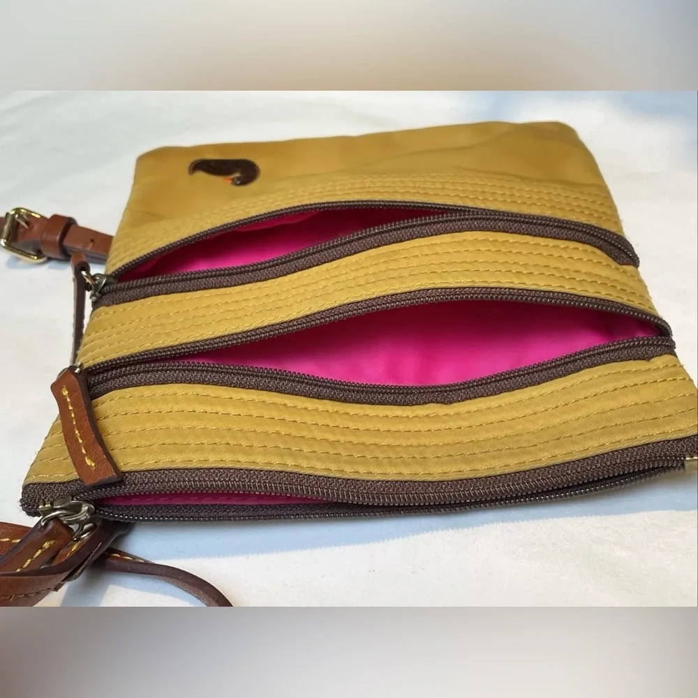 Dooney & Bourke Yellow Duck Crossbody Purse Bag w/Pink Interior